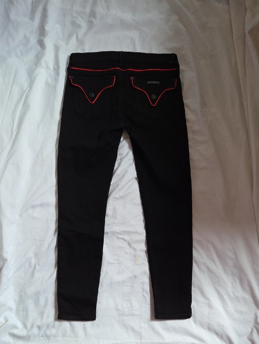 Hudson Jeans Black Skinny Jeans with Red Side Piping - Picture 3 of 7